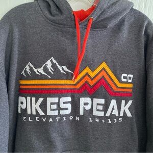 Gray Hoodie with Mountain Design Unisex Large Sweatshirt Heavyweight Colorado